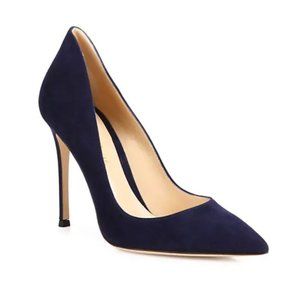 Ellipsis High-Back Suede Pumps
